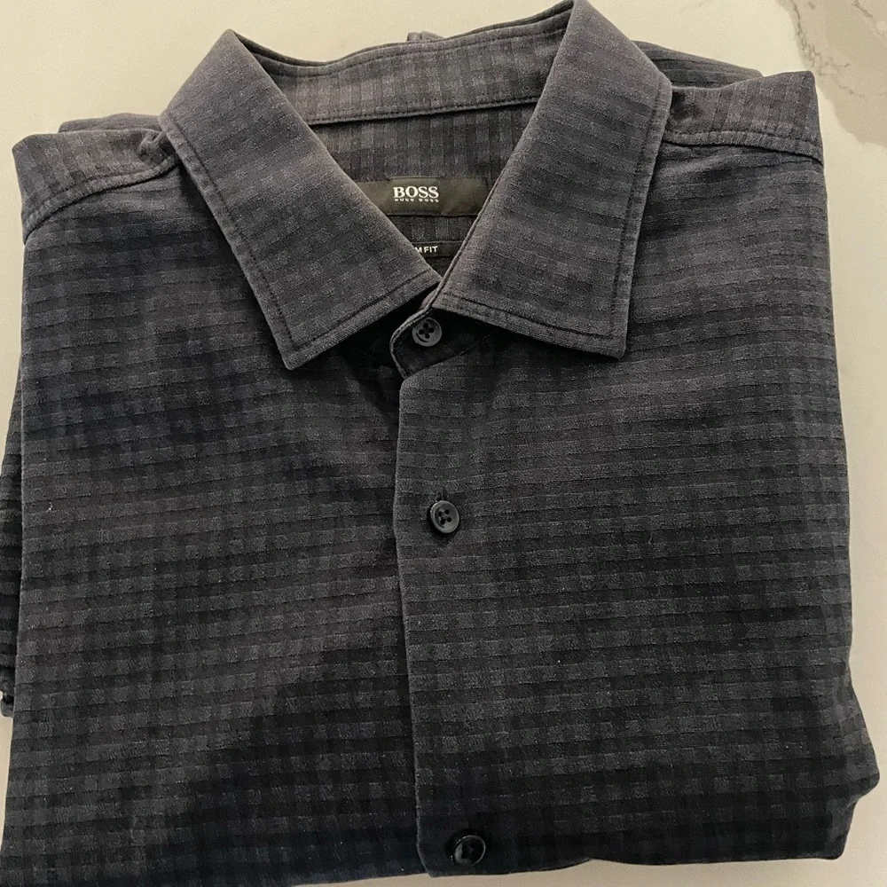 Hugo Boss Black Casual Button Down Shirt with Textured Weave - Picture 1 of 4